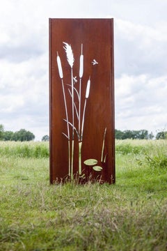 Parete da giardino in acciaio - "Stagno 3" - Ornamento moderno per esterni - 75x195 cm