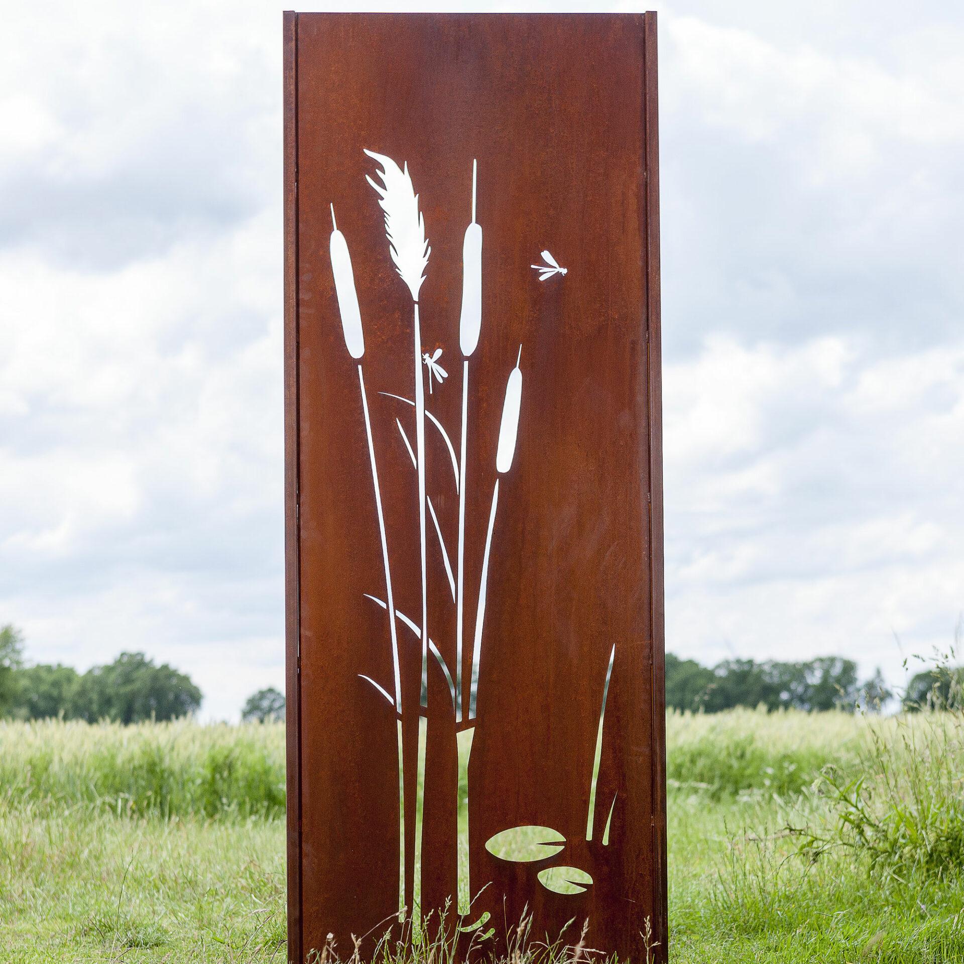Steel Garden Wall - "Pond 3" - Modern Outdoor Ornament - 75x195 cm - Sculpture by Stefan Traloc