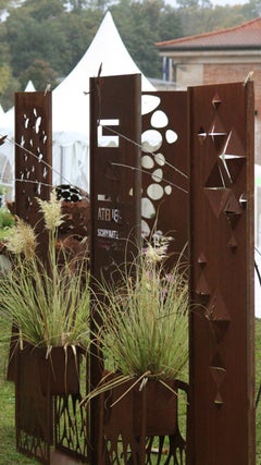 Muro de acero para jardín - "Espiral" - Ornamento moderno para exterior - 75×195 cm