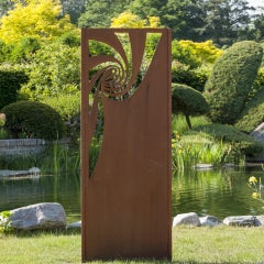 Steel Garden Wall - "Spiral" - Modern Outdoor Ornament - 75×195 cm