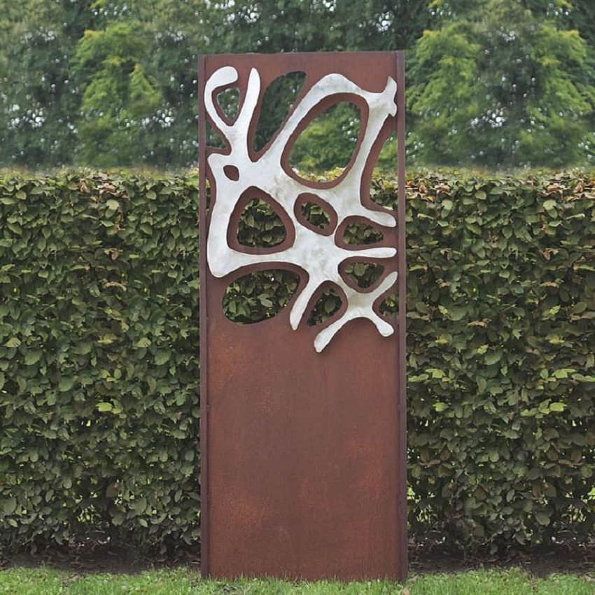 Muro de acero para jardín - "Acero inoxidable II" - adorno moderno para exterior - 75×195 cm - Mixed Media Art de Stefan Traloc