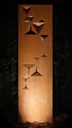Steel Garden Wall - "Triangles" - outdoor ornament - 54 × 195 cm