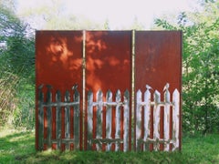 Steel Garden Wall - "Triptych St. Fence" - Modern Outdoor Ornament - 225×195 cm