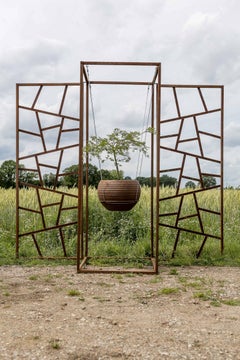 Steel Garden Wall - "Triptychon Plant Climbing" - outdoor ornament - 215×195 cm