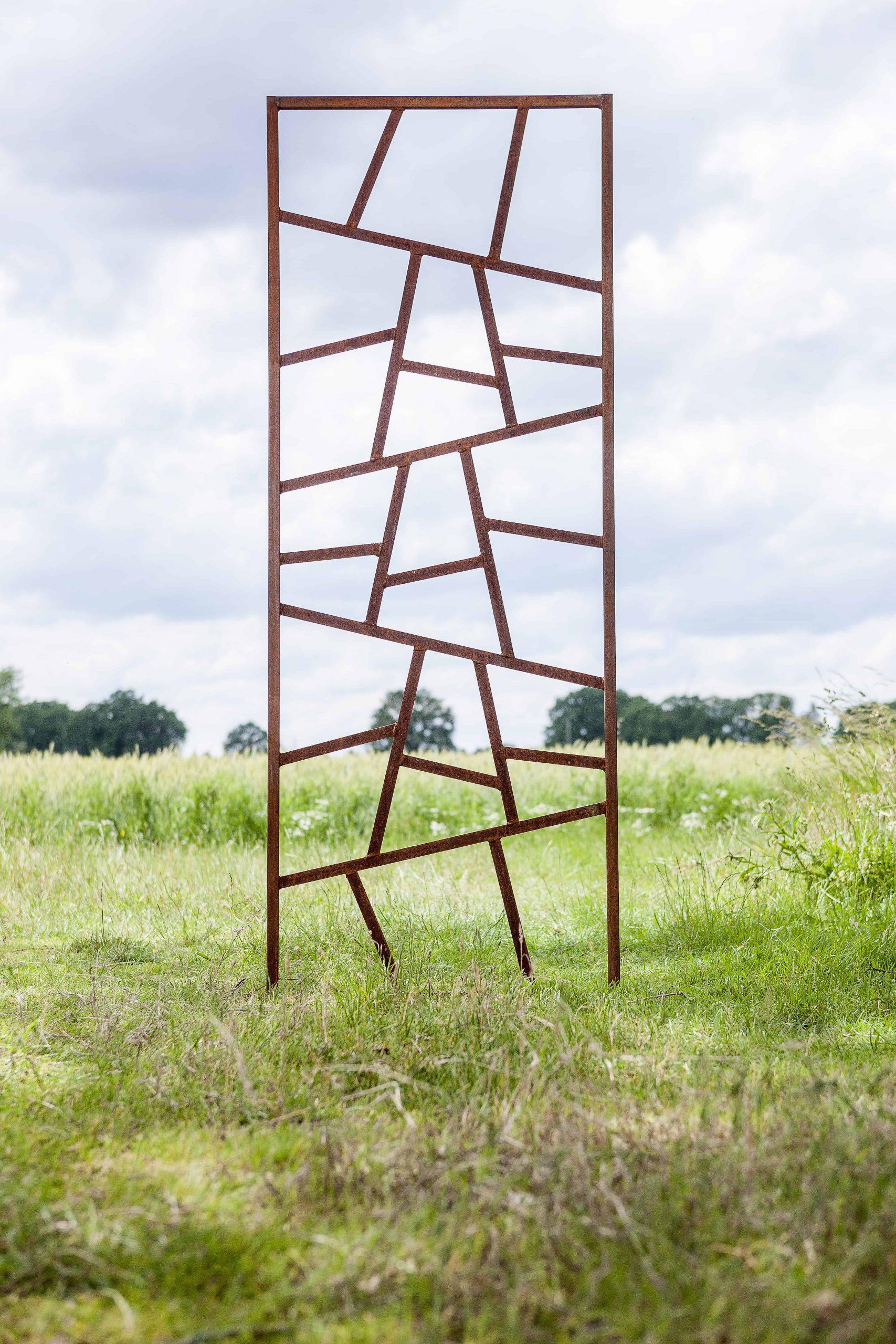 Mural de jardin en acier - « Triptyque Plant Climbing » - Ornement extérieur - 215195 cm en vente 4