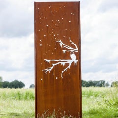 Steel Garden Wall - "Winter" - Modern Outdoor Ornament - 75x195 cm