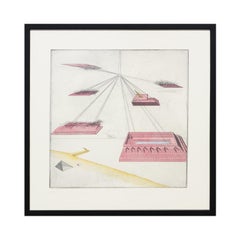 Gravure surréaliste de pyramide déconstruite « Die Hngenden Grten der Semirami »