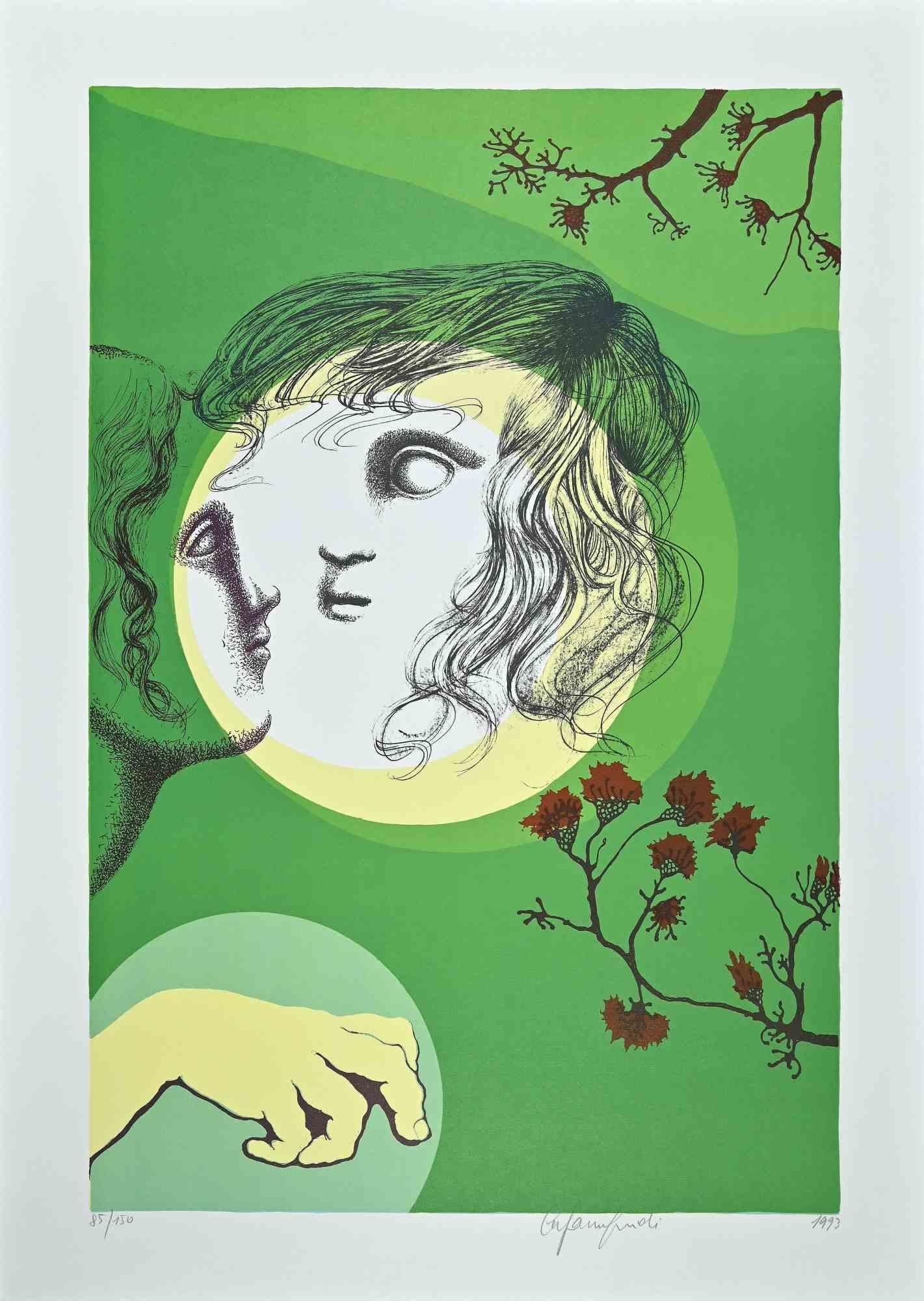 La Pareja es una hermosa litografía coloreada realizada por Stefania Guidi en 1993.

Firmado a mano con lápiz en el margen inferior derecho. Fechado en la parte inferior derecha. Numerada en la parte inferior izquierda. Edición de 150