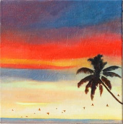 Petite peinture de paysage colorée en techniques mixtes, « Freedom is Home » 2022