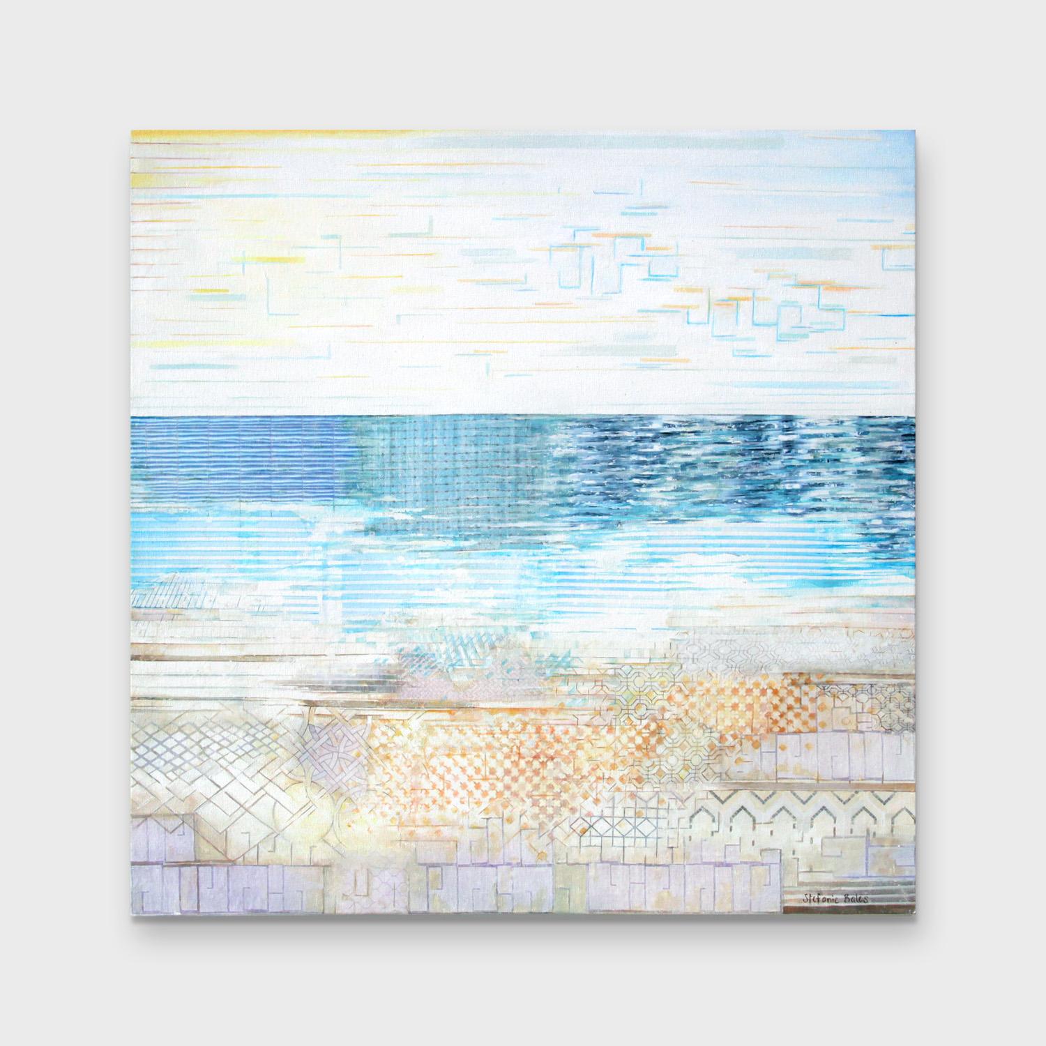 Une peinture abstraite à l'acrylique et à l'encre sur toile, Sea Level - Abstrait Painting par Stefanie Bales