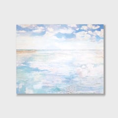 An Abstract Impressionist Acrylic & Ink on Canvas Painting, "Sea Sky See"