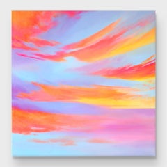 Une peinture impressionniste abstraite à l'acrylique sur toile « Kaleidoscope Skies »