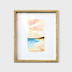 Un dipinto di paesaggio astratto impressionista acquerellato su carta, "Shoreline".