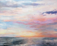 An Impressionist Acrylic & Ink on Canvas Painting, "Ciel Lavande"