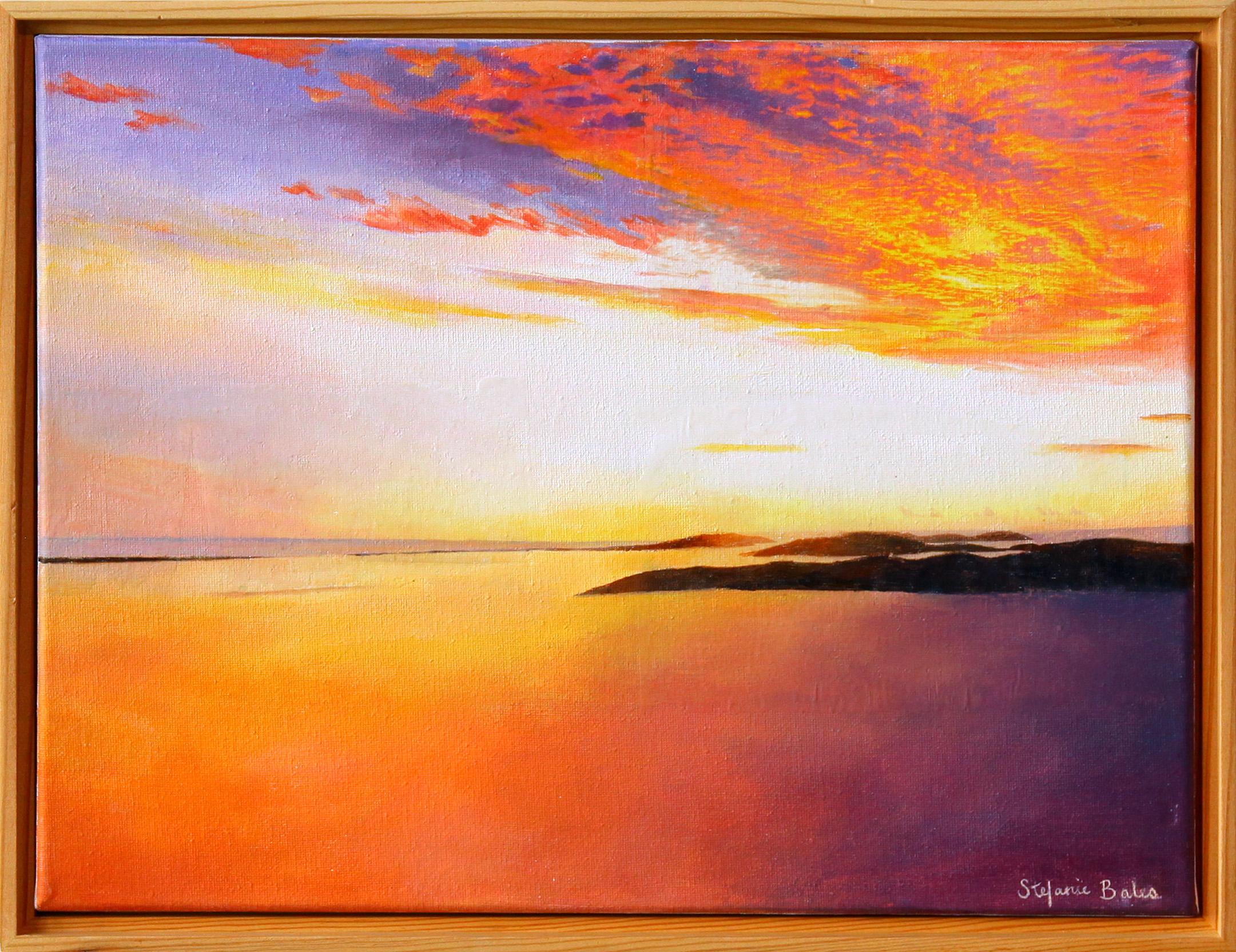 Stefanie Bales Landscape Painting – Impressionistisches Gemälde in Acryl und Mischtechnik auf Leinwand, „Amethyst Glow“, Gemälde