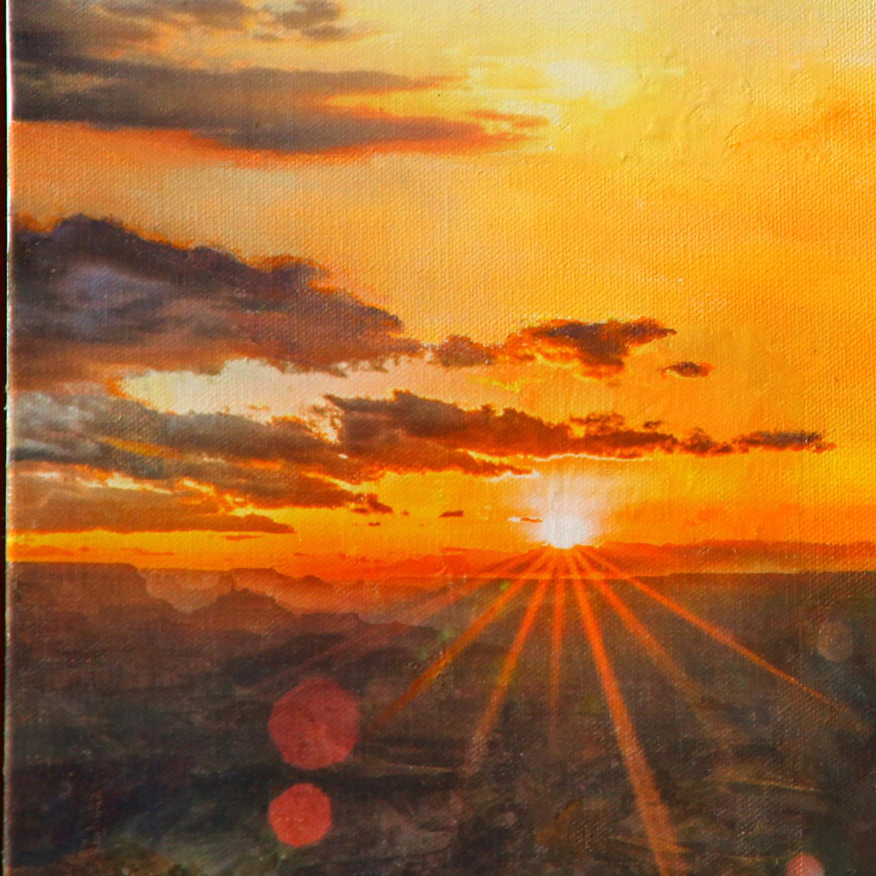 Peinture impressionniste à l'acrylique et technique mixte sur toile « Let There Be Light » - Impressionnisme Painting par Stefanie Bales