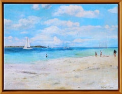Un dipinto impressionista in acrilico e tecnica mista su tela, "Seaside Noonday".