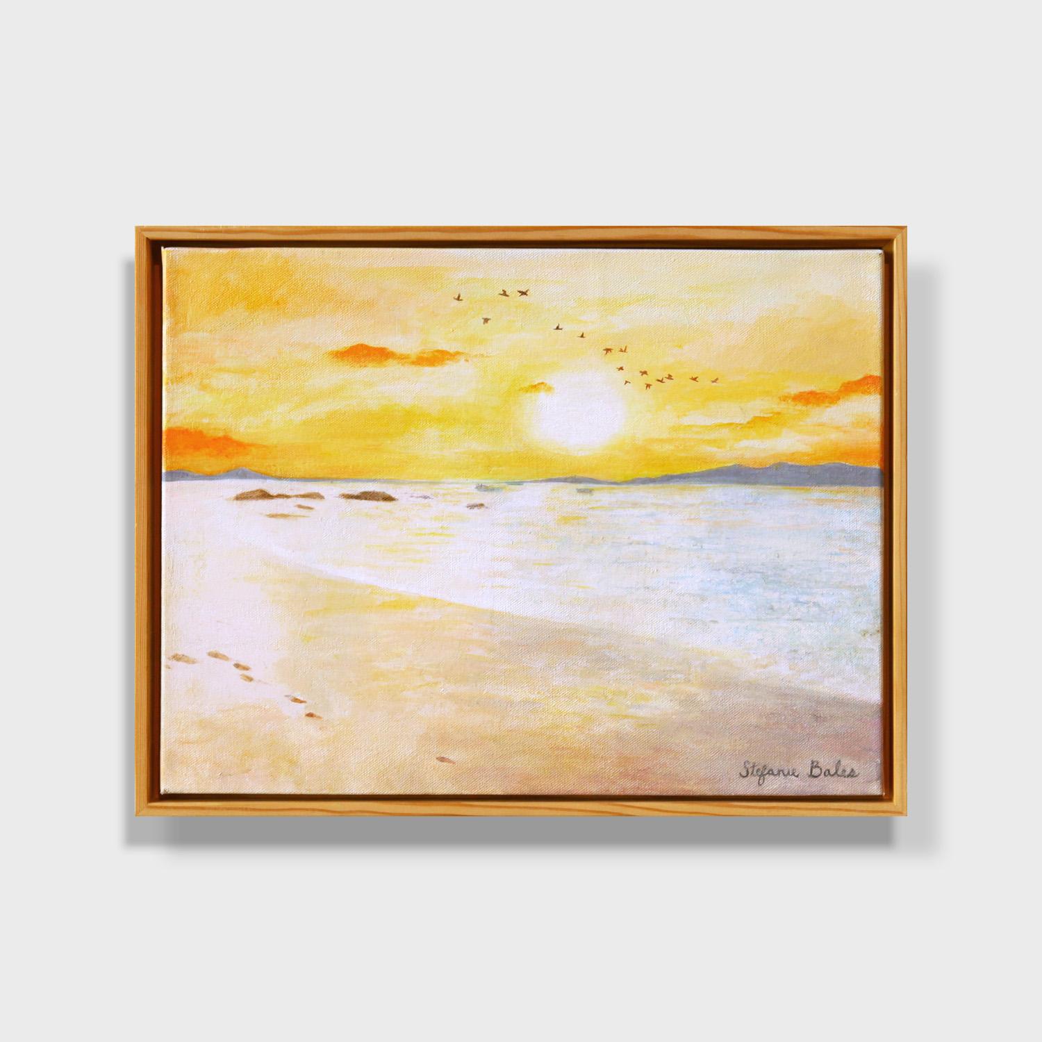 Un paisaje marino impresionista en acrílico y técnica mixta sobre lienzo, 