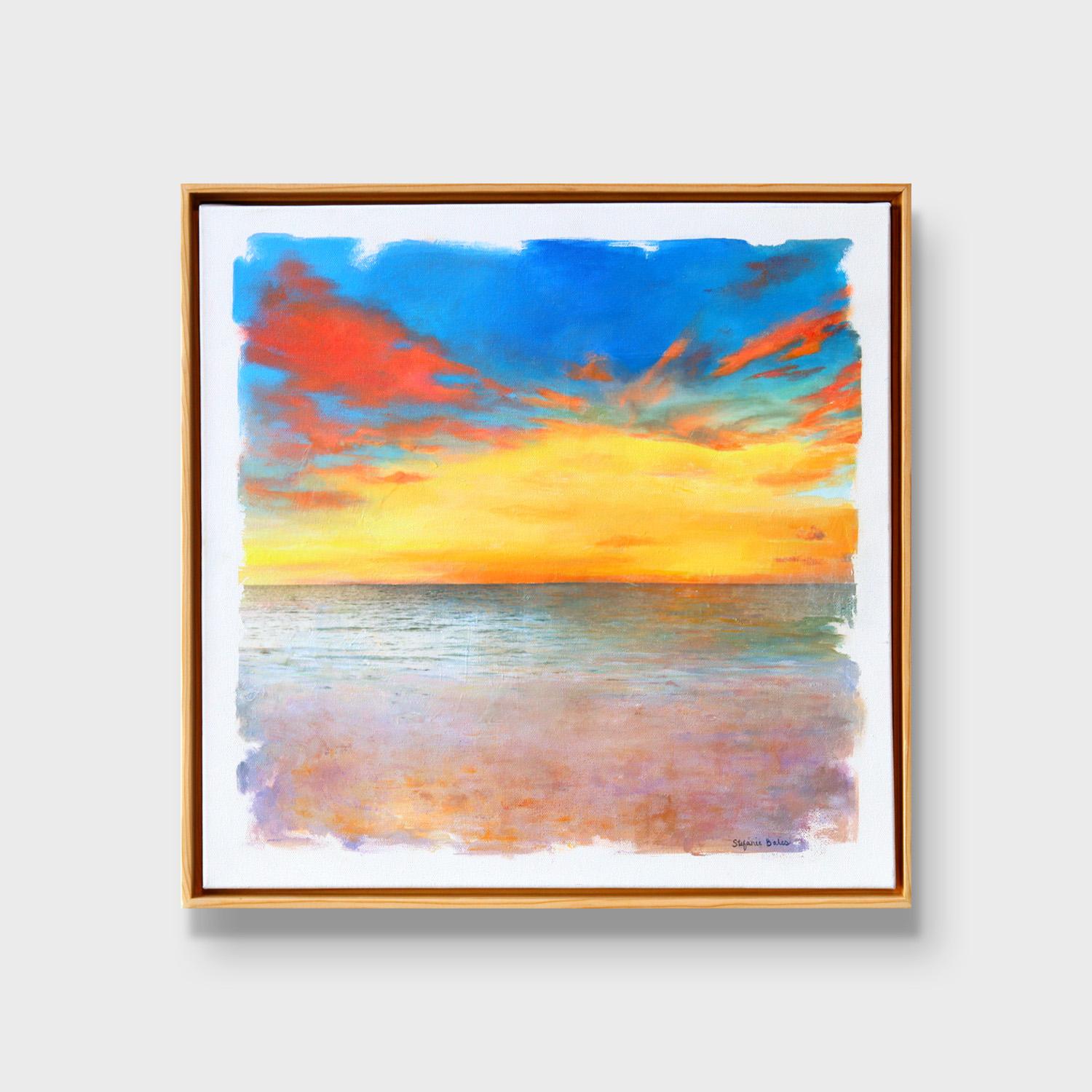 Impressionistische Acryl- und Mischtechniken auf Holz- Meereslandschaft, „Pazifiklicht“ (Impressionismus), Painting, von Stefanie Bales