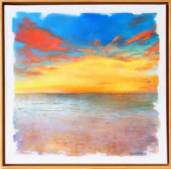 An Impressionist Acrylic & Mixed Media on Wood Seascape, "Pacific Light"