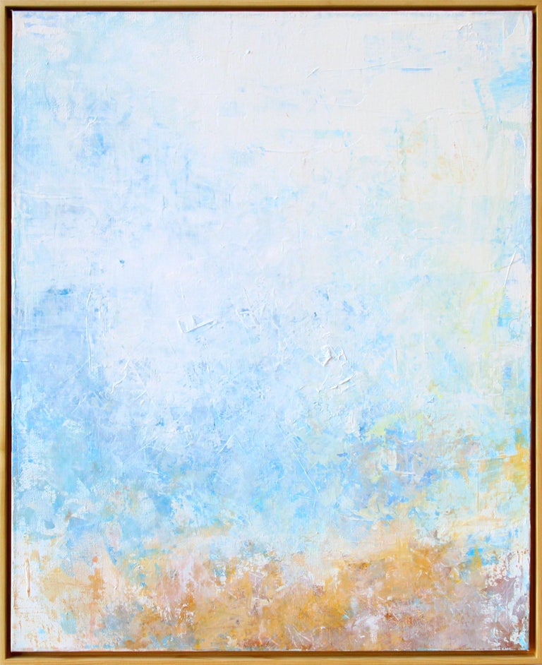 Lynette Reed - Original Abstract Acrylic Painting Beach House White Pale  Sage Green For Sale at 1stDibs