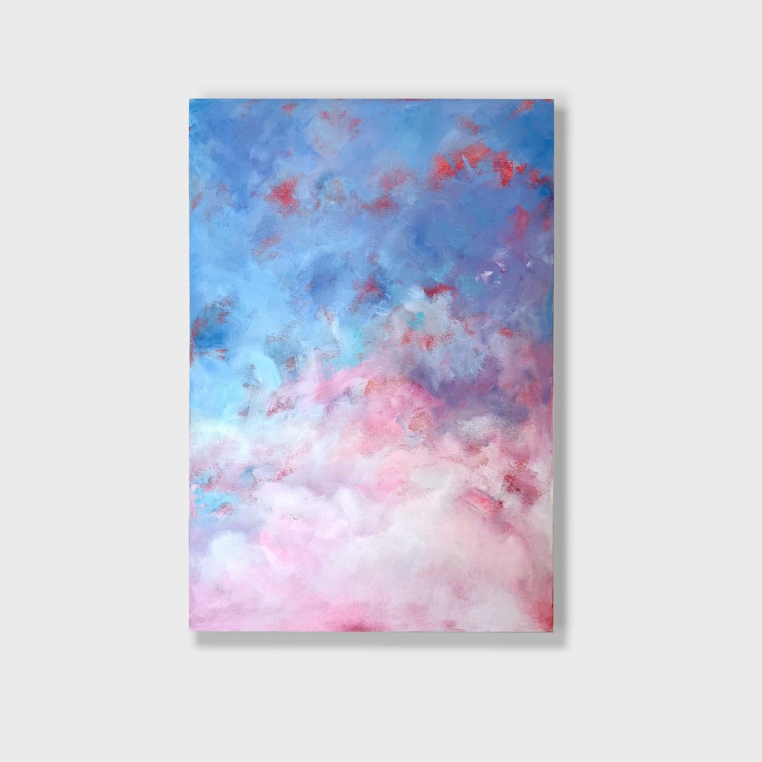 Stefanie Bales Abstract Painting - An Impressionist Acrylic on Canvas Painting, "Cotton Candy Clouds"