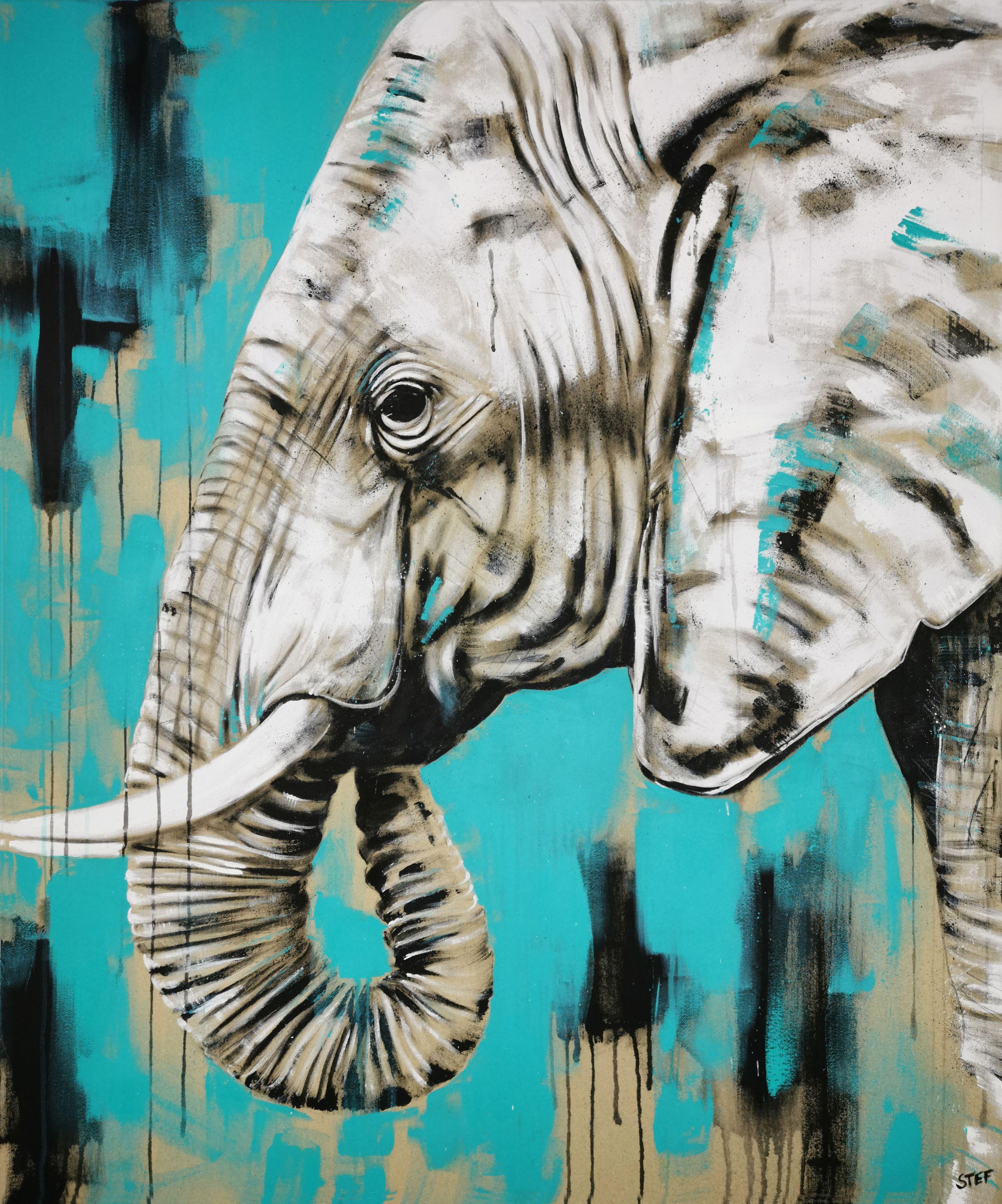 ELEFANTE #22, Pintura, Acrílico sobre lienzo - Painting de Stefanie Rogge