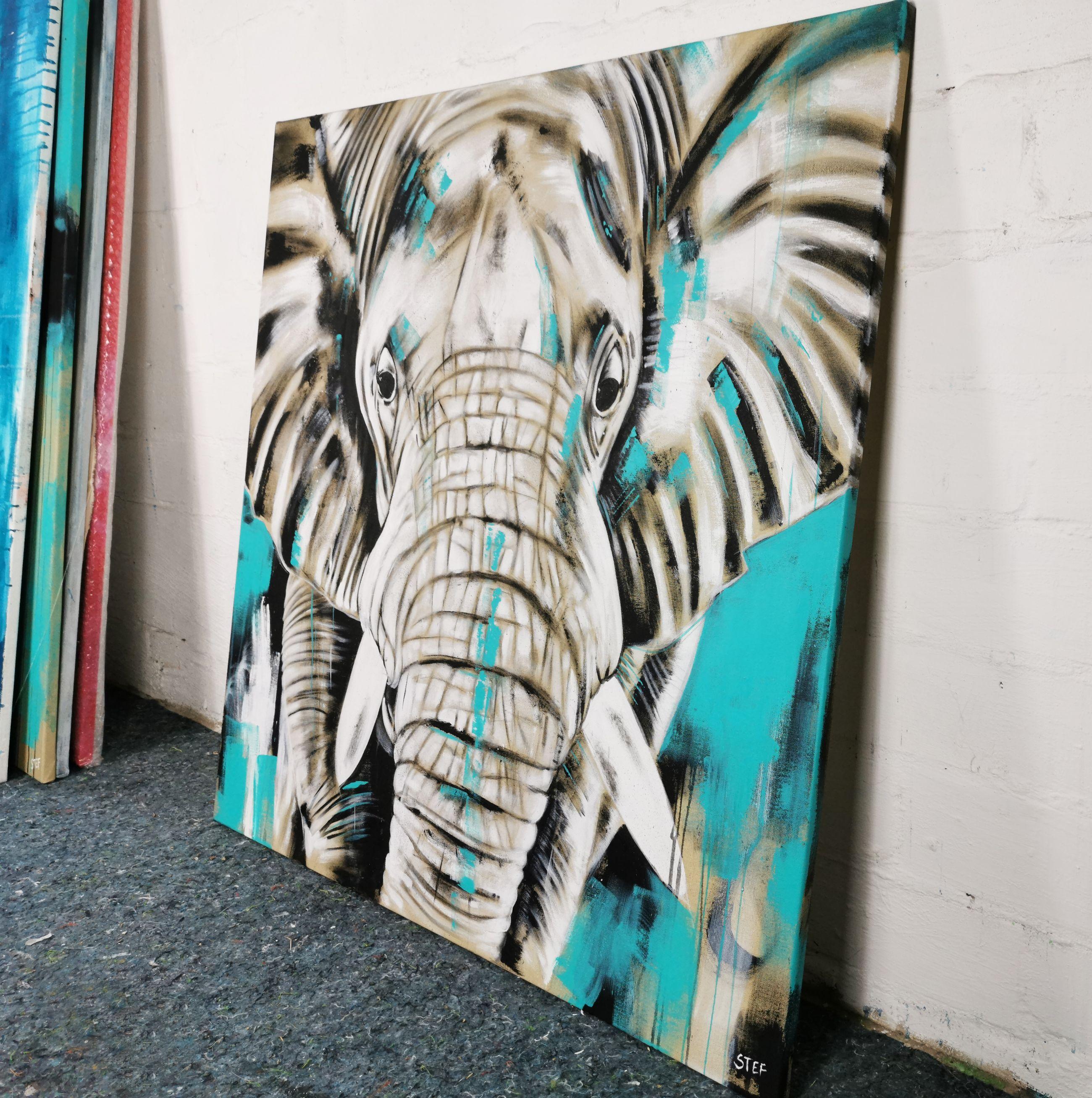 ELEPHANT #24 -  'ONE OF THE BIG FIVE', Painting, Acrylic on Canvas For Sale 1
