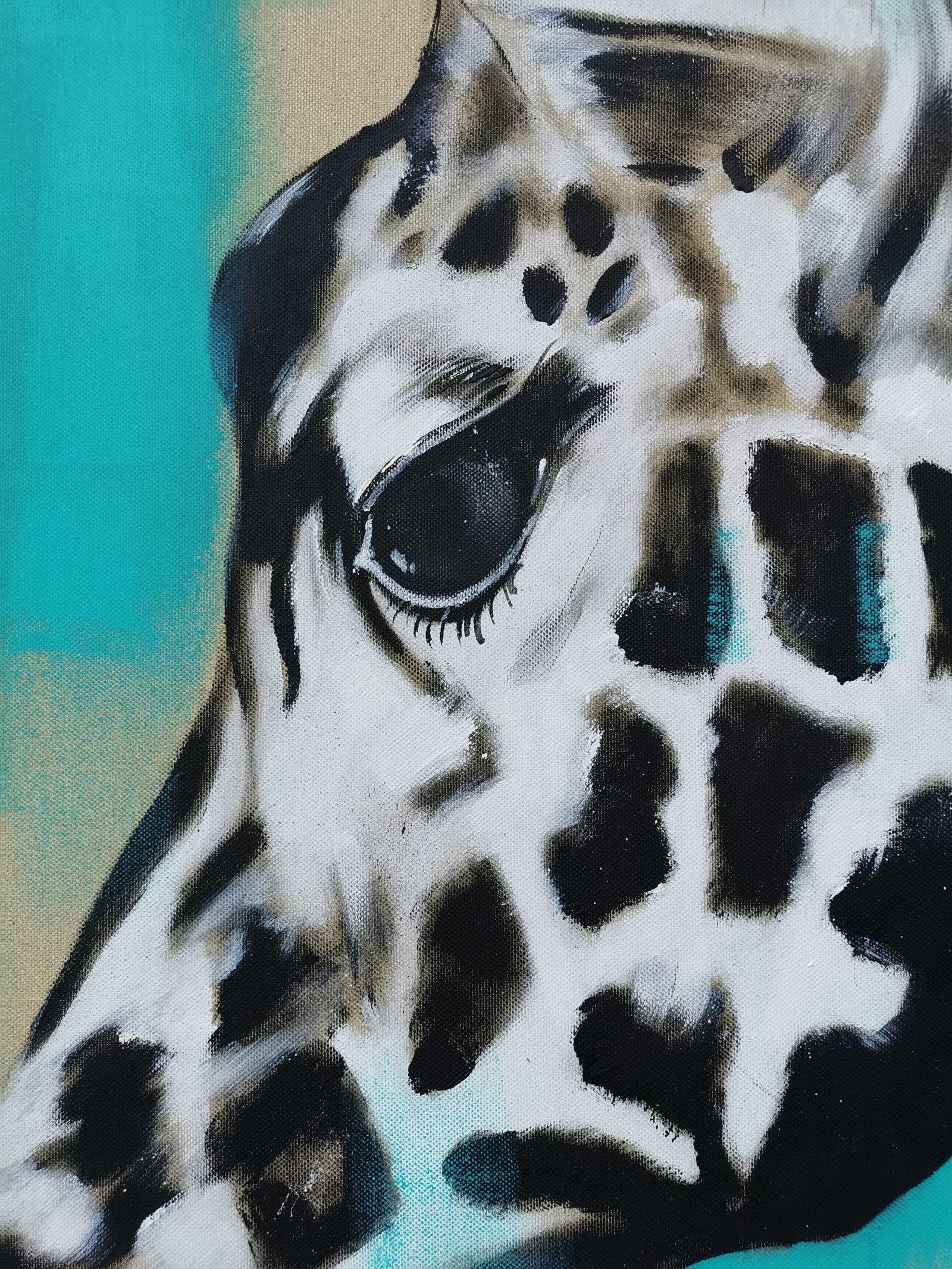 GIRAFFE IN TURQUOISE, Painting, Acrylic on Canvas For Sale 1