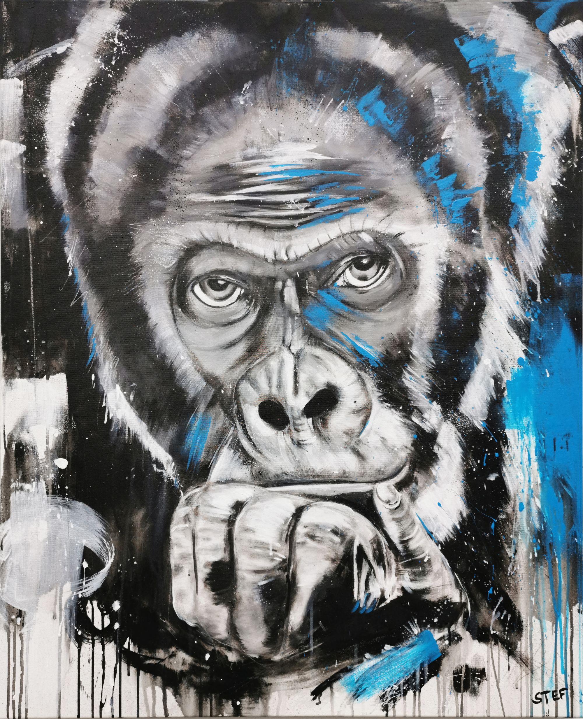 GORILLA - HOMINEDEA, Pintura, Acrílico sobre lienzo - Painting de Stefanie Rogge