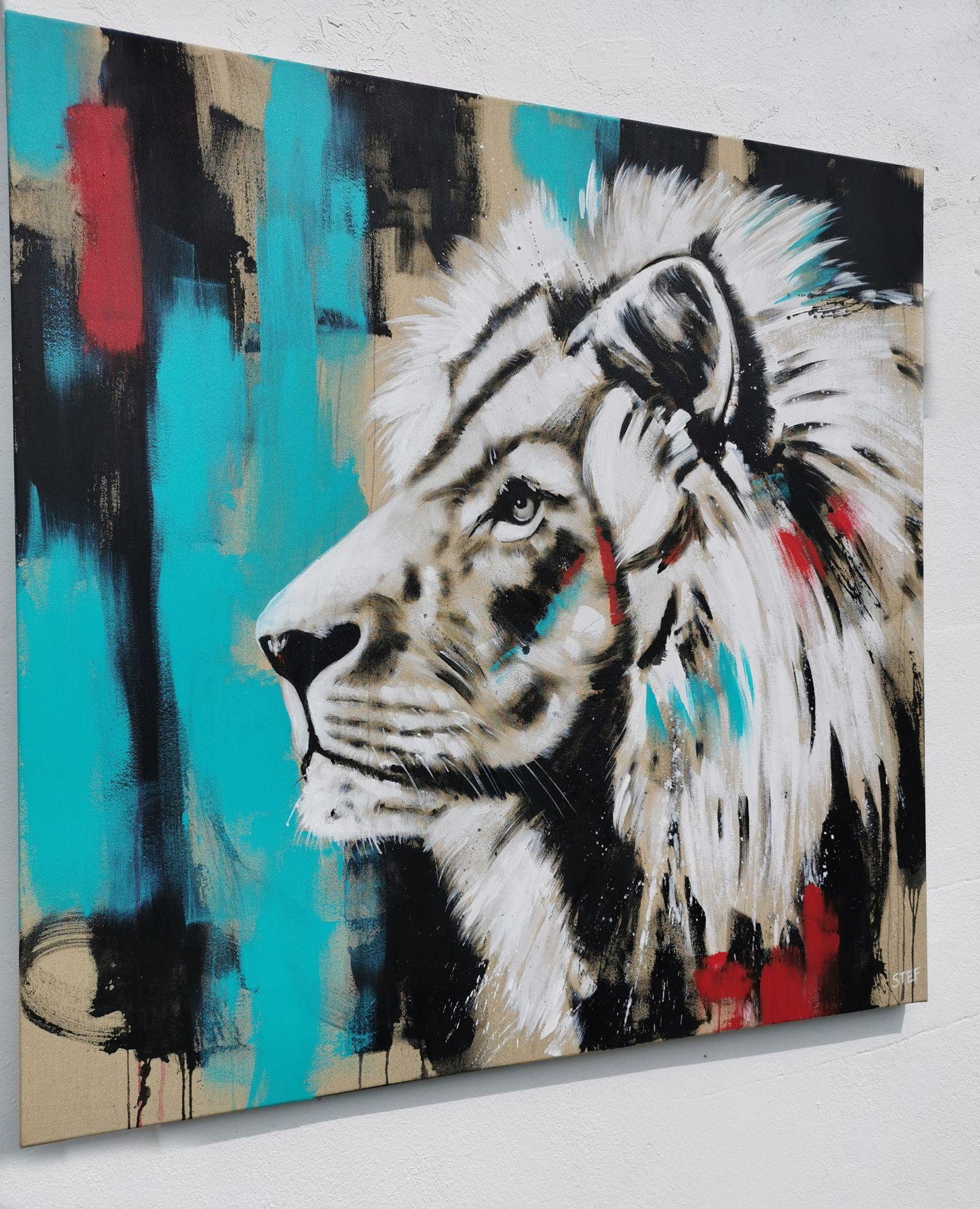 LION #21 - SERIES BIG CAT, Painting, Acrylic on Canvas For Sale 1