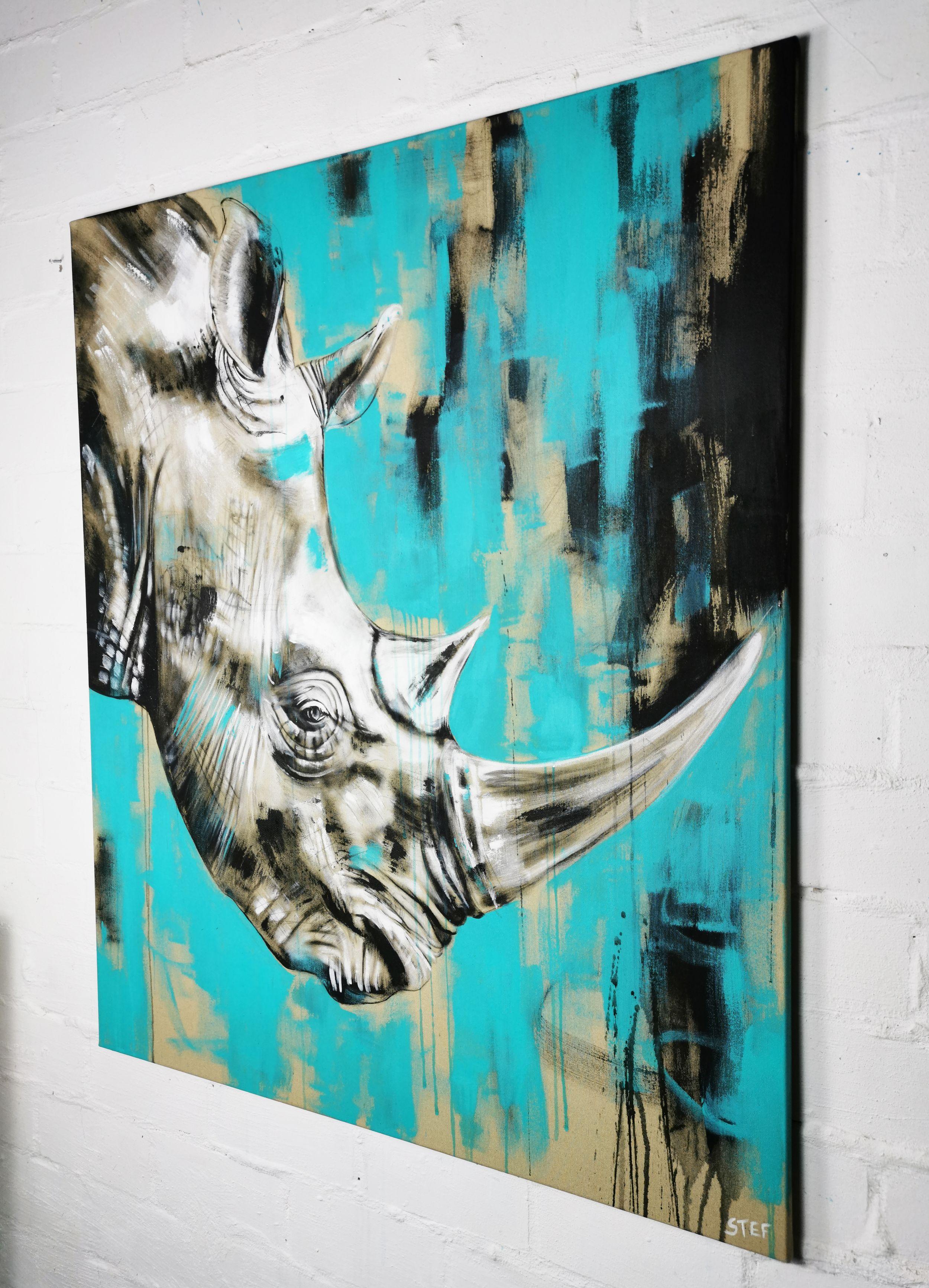 RHINO #5 -  'ONE OF THE BIG FIVE', Painting, Acrylic on Canvas For Sale 2