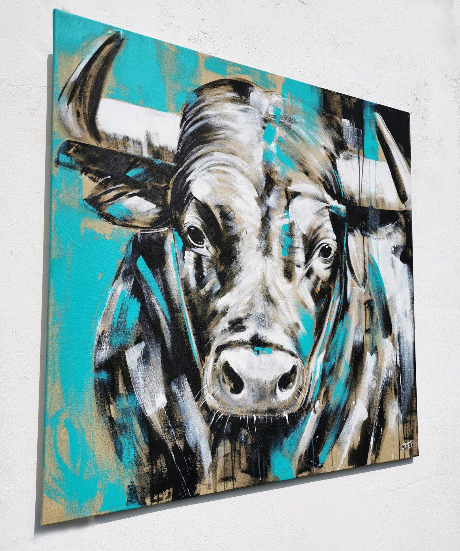 bull painting on canvas