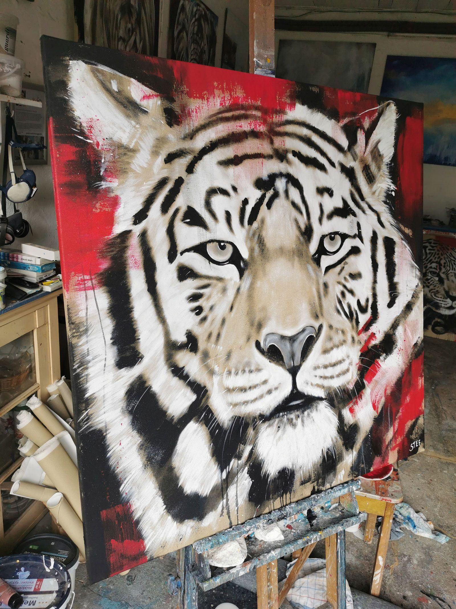 TIGER #10 - Big Cat, Painting, Acrylic on Canvas For Sale 1