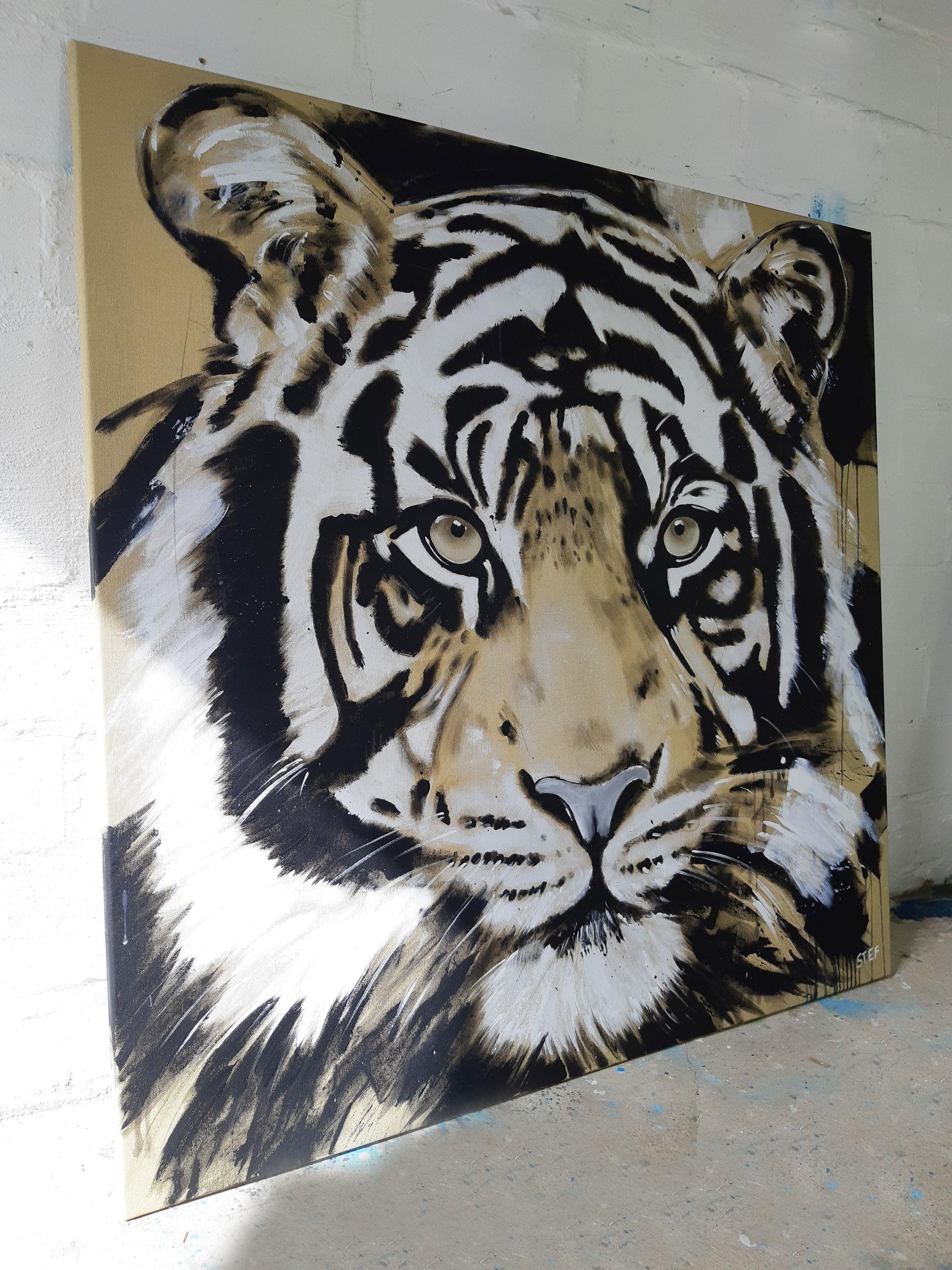 TIGER #5 - Big Cat, Painting, Acrylic on Canvas For Sale 1