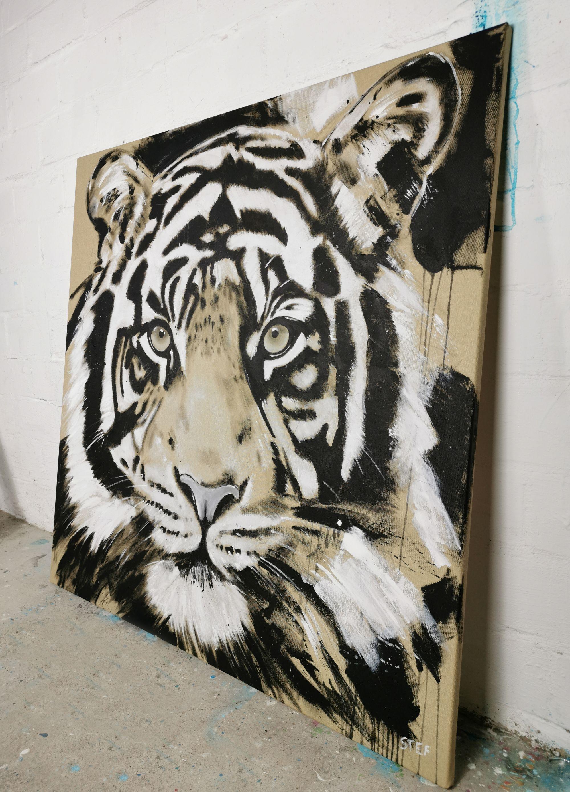 TIGER #5 - Big Cat, Painting, Acrylic on Canvas For Sale 3