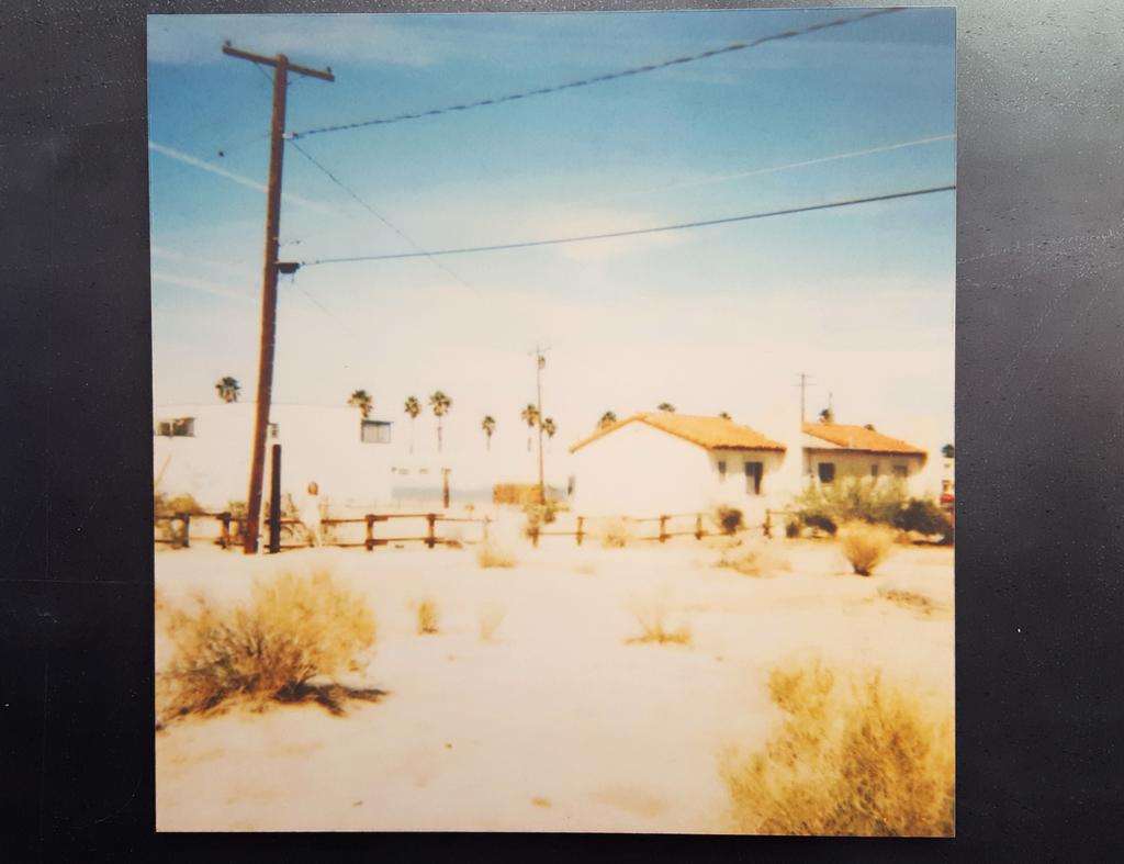 29 Palms, CA - Analog, mounted, Polaroid, 20th Century, Contemporary, Landscape - Beige Color Photograph by Stefanie Schneider