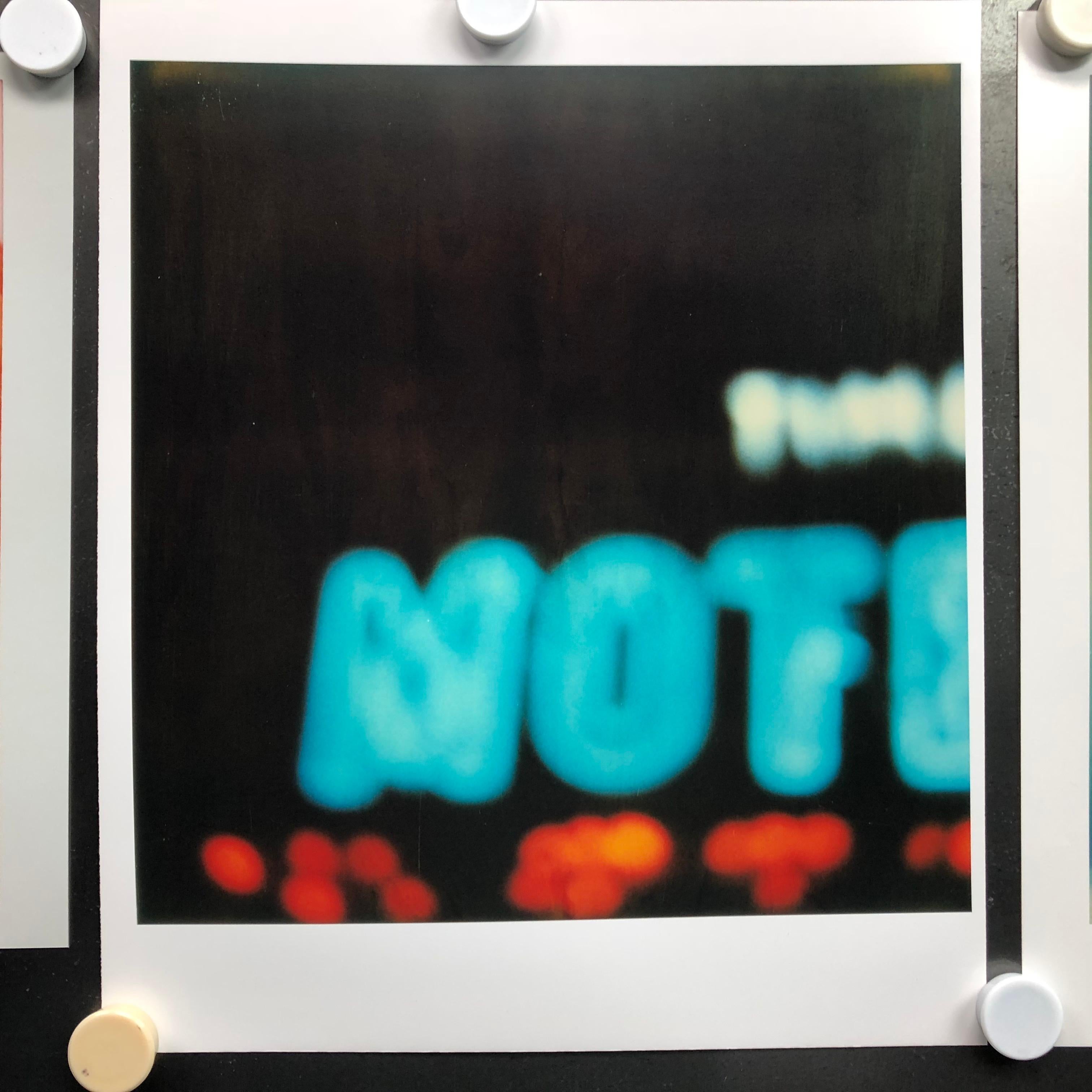 'Bates Motel' part 2 - Contemporary, Neon, Urban, expired, Polaroid, analog - Black Landscape Photograph by Stefanie Schneider