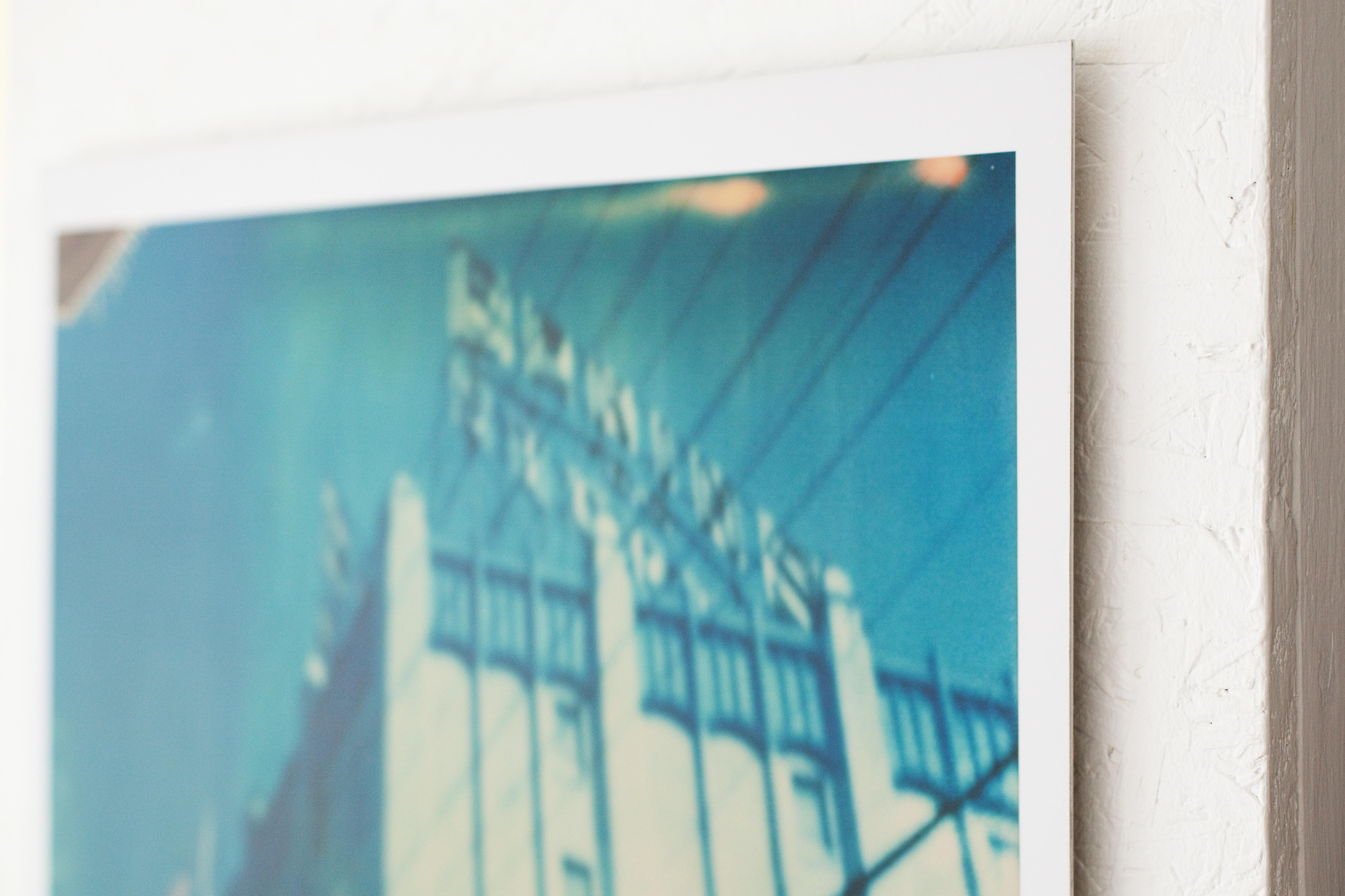 Bekins (analog) 60x70cm - Edition 1/10, mounted - Polaroid, 20th Century, Blue - Contemporary Photograph by Stefanie Schneider