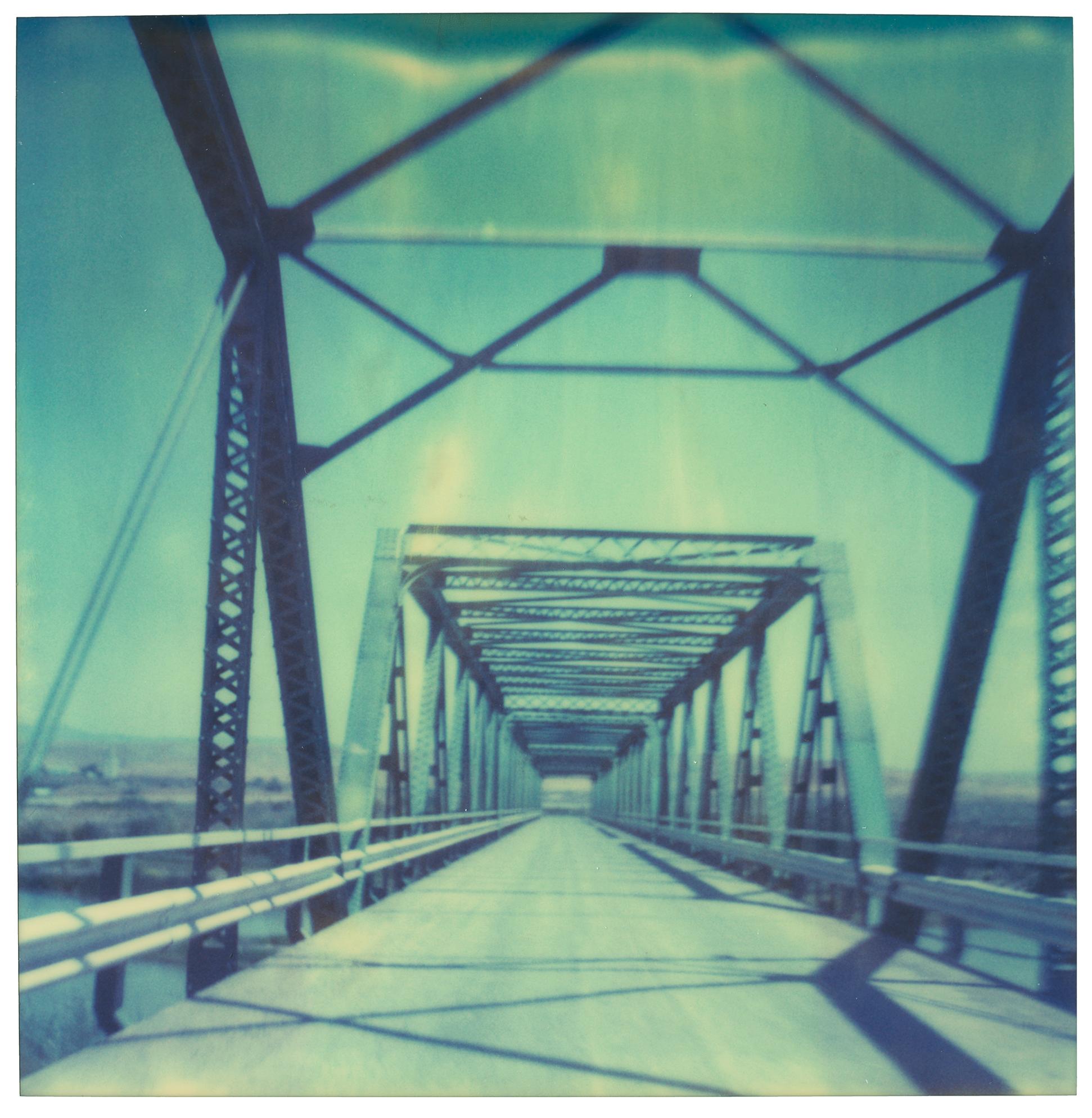 Stefanie Schneider Landscape Photograph - Blue Bridge - Analog, Mounted, Vintage, Contemporary, Landscape, Polaroid, Color