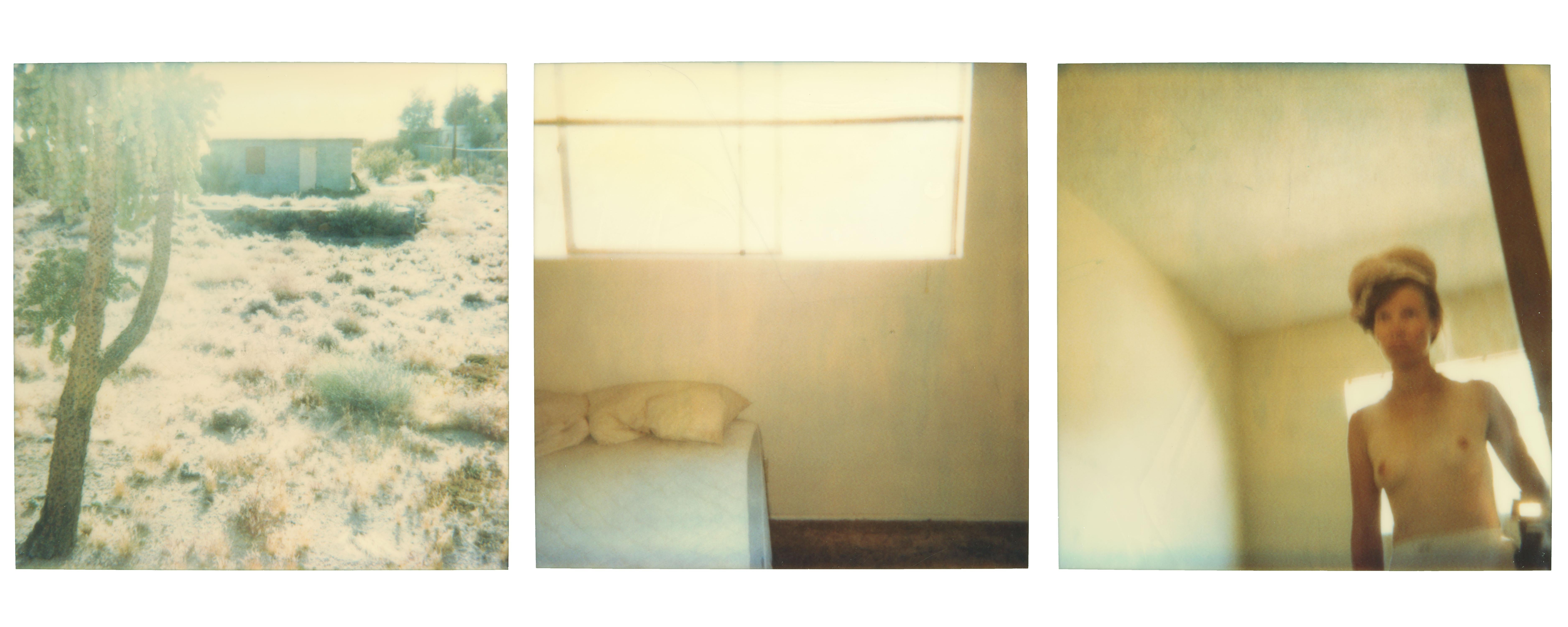 Stefanie Schneider Color Photograph - Blue House (29 Palms, CA)- triptych - analog, Polaroid, Contemporary