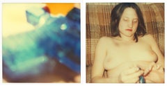 Blue Water Pistol - Contemporary, Nude, Women, Polaroid, 21st Century, Blue