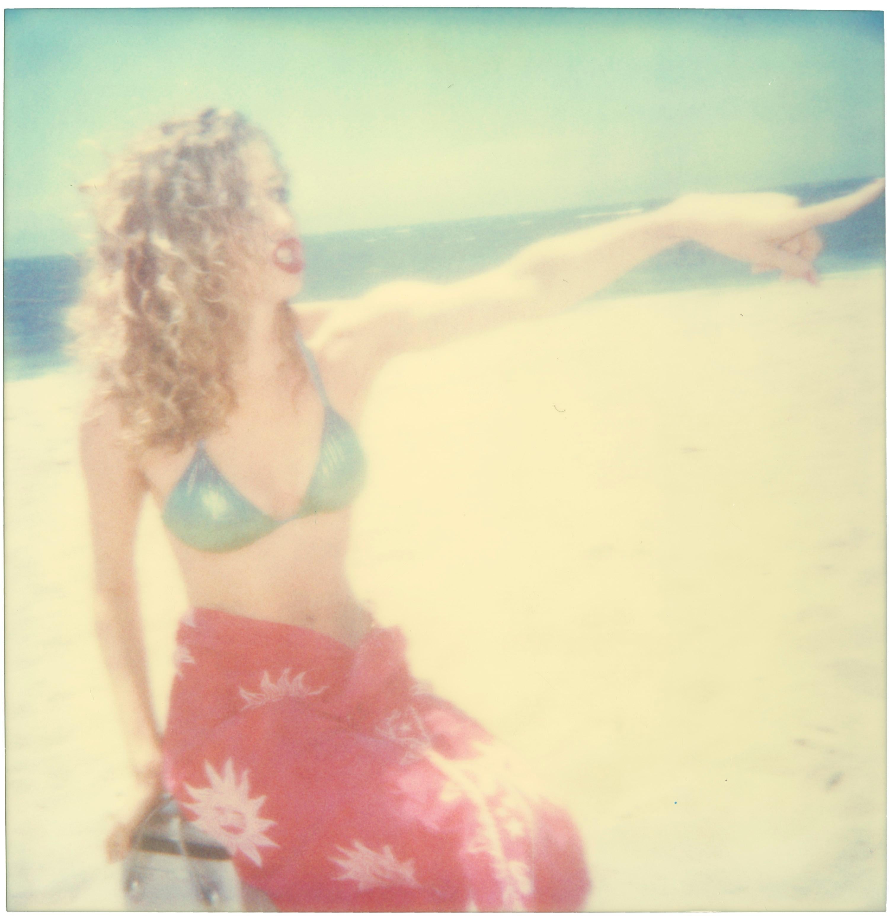 Boccia (Beachshoot ) with Radha Mitchell - Polaroid, Contemporary, Women, Color - Beige Figurative Photograph by Stefanie Schneider