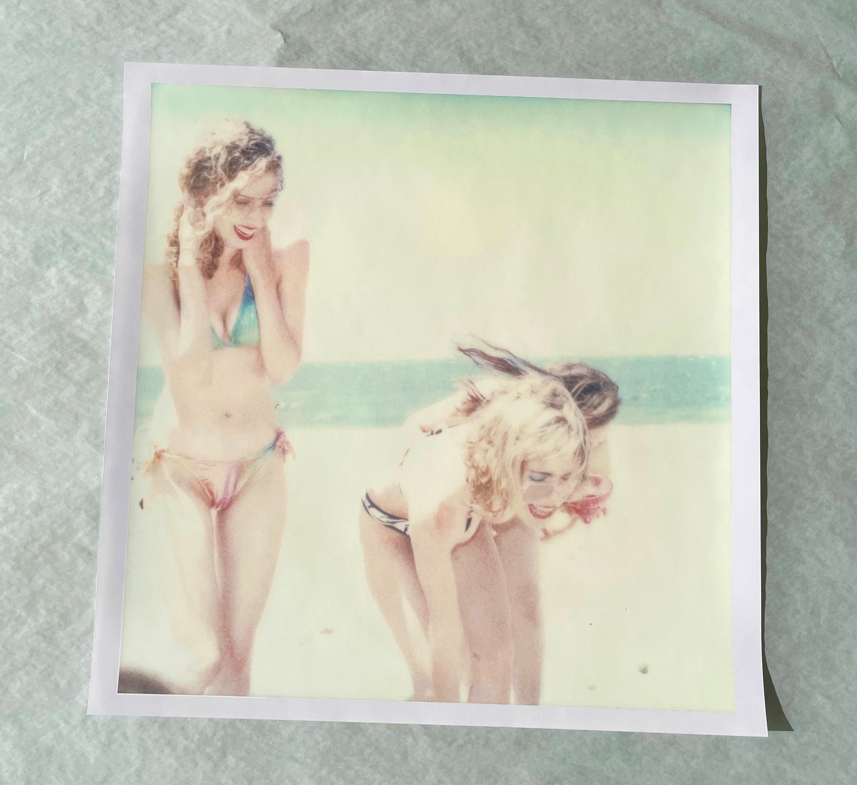 Boccia V (Beachshoot ) with Radha Mitchell - Polaroid, Contemporary, Women - White Figurative Photograph by Stefanie Schneider
