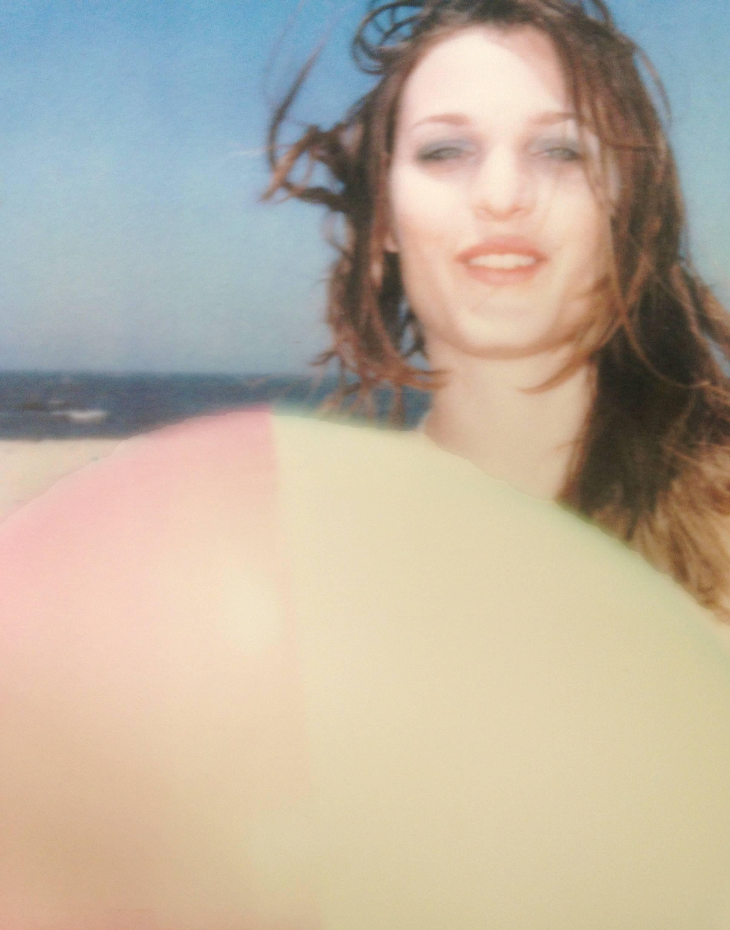 Camille with Beach Ball (Beachshoot) - Original Polaroid Unique Piece - Contemporary Photograph by Stefanie Schneider