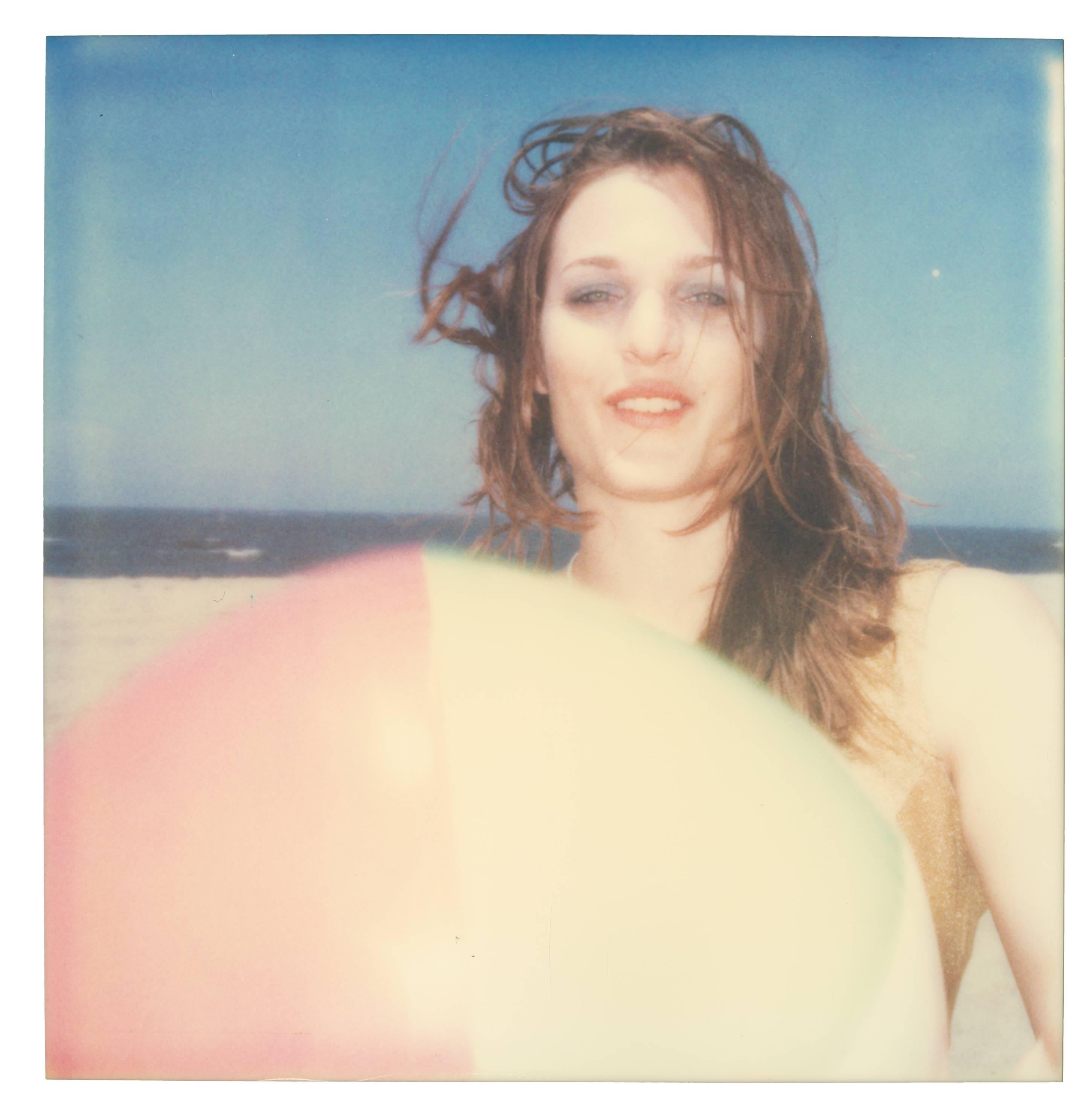 Stefanie Schneider Portrait Photograph - Camille with Beach Ball (Beachshoot) - Original Polaroid Unique Piece
