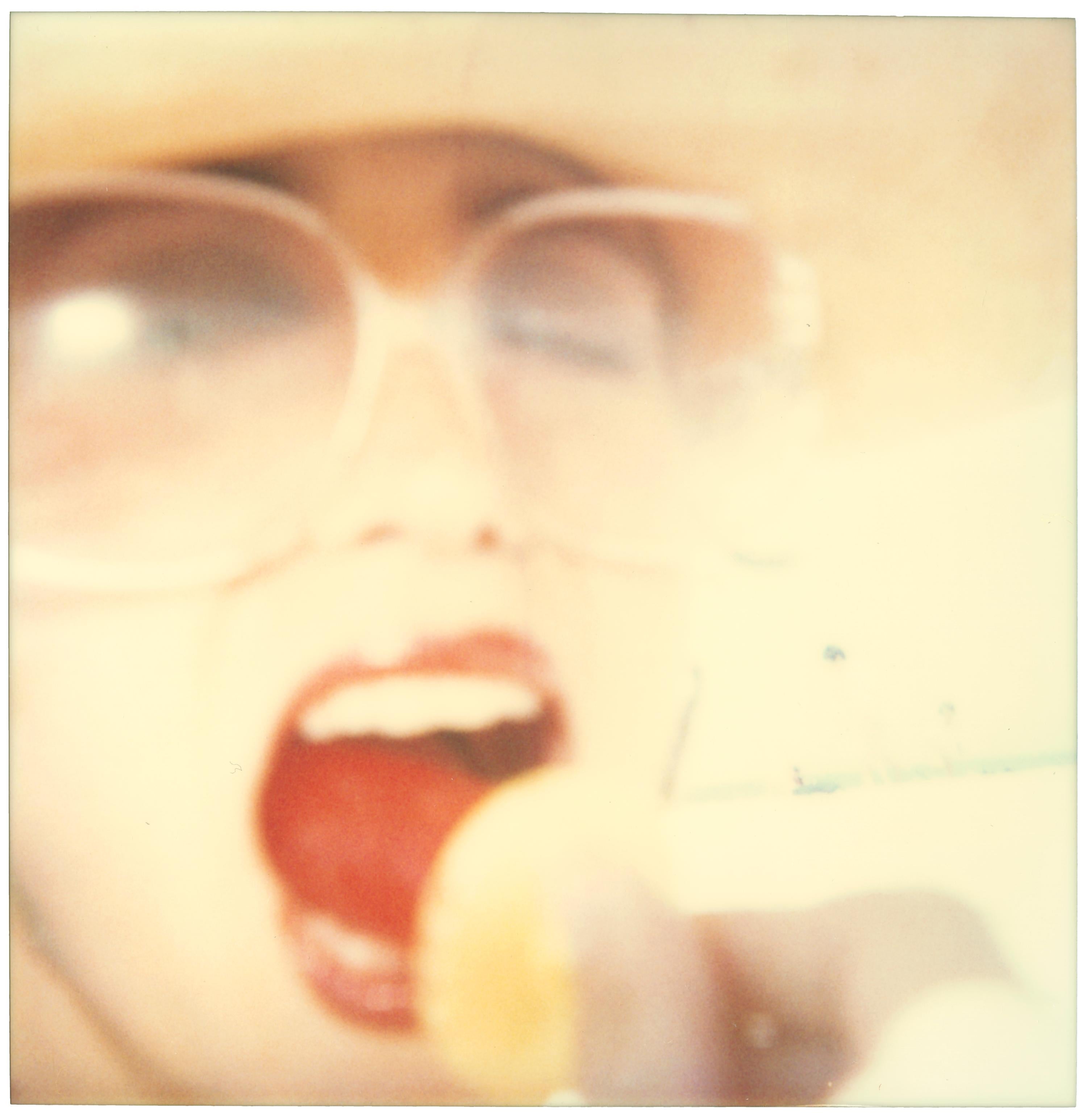 Stefanie Schneider Color Photograph - Lollipop I (Beachshoot) starring Radha Mitchell, analog, woman, Polaroid