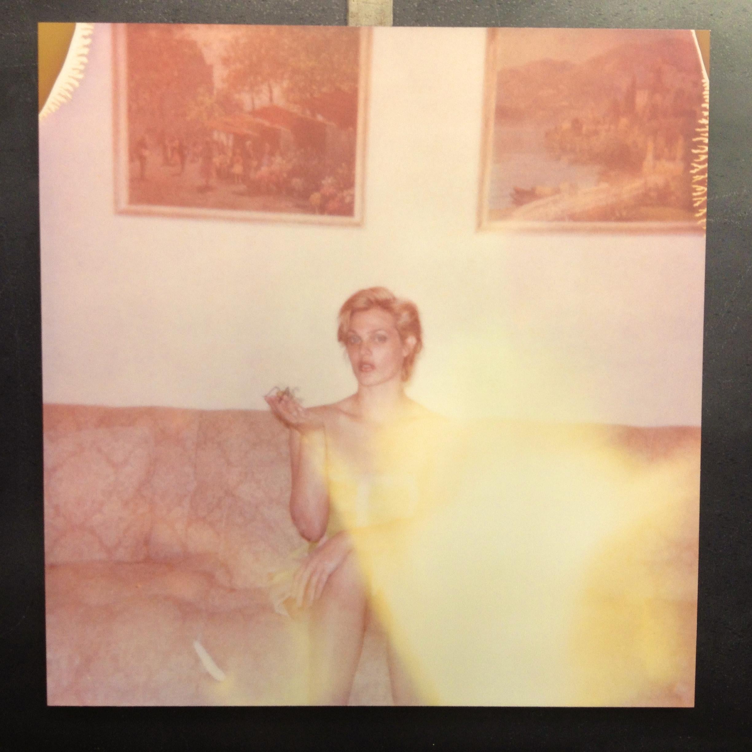 Contemporary, Expired, Polaroid, Photograph, Figurative, Woman, 21st Century,  - Orange Color Photograph by Stefanie Schneider