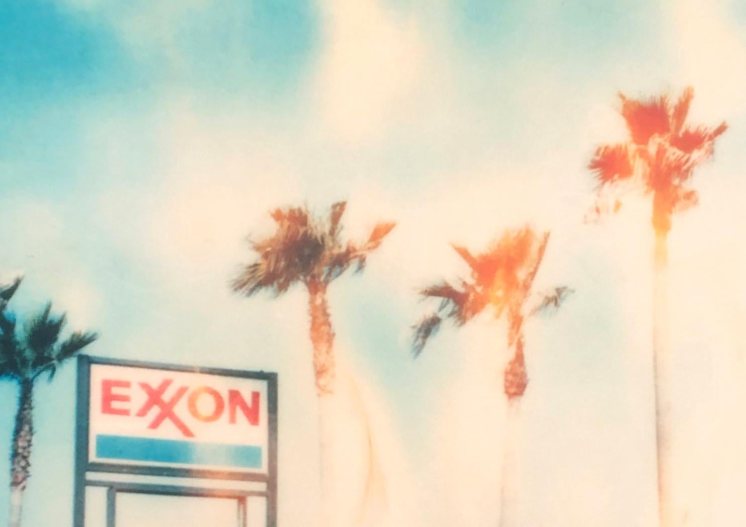 Exxon - analog - mounted - Landscape, USA, Polaroid, Land, Color, photograph - Photograph by Stefanie Schneider