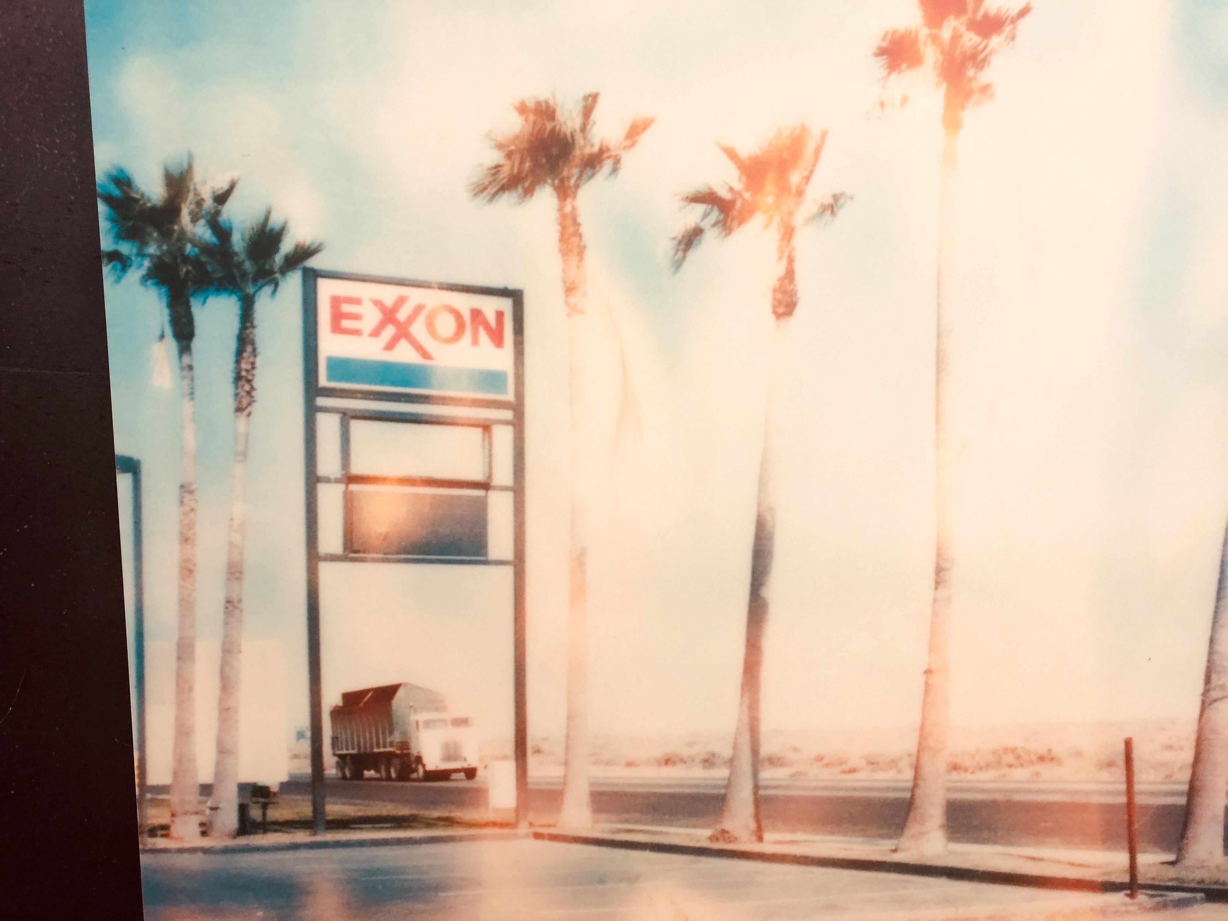 Exxon - analog - mounted - Landscape, USA, Polaroid, Land, Color, photograph - Contemporary Photograph by Stefanie Schneider